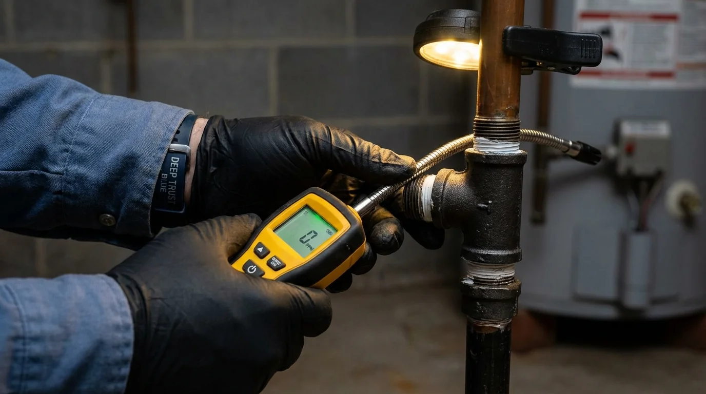 Gas leak detection with electronic sniffer by Johns Plumbing LLC in Okanogan